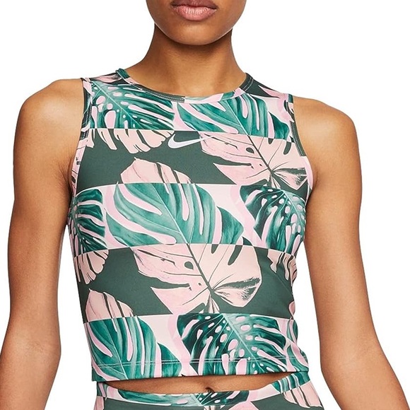 Nike Tops - Nike Dri-FIT Pink and Green Leaf Top